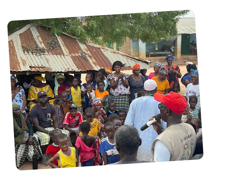 Omar Darboe informs the people.